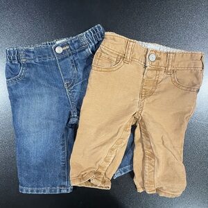 Children’s Place Dark Denim & Gap Brown Denim both fit 3-6 mo. 👖
